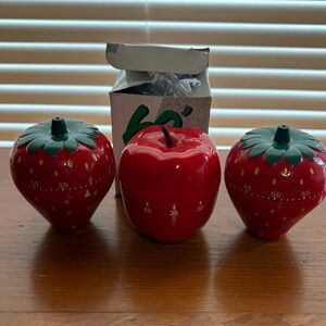Red Strawberry and Apple Kitchen Timers